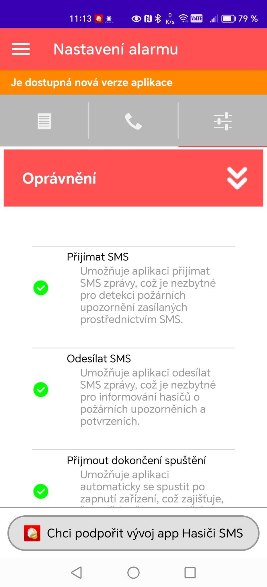 Testování, oprávnění a diagnostika